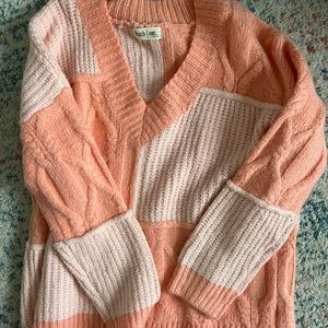 These Three Boutique Peach/Pink V-Neck Sweater
